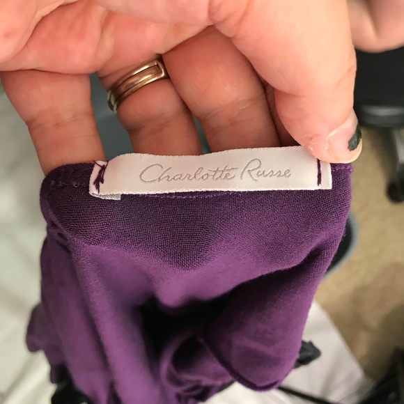 Charlotte Russe Purple Cap Sleeve Tie Back Top 360 - Picture 4 of 5